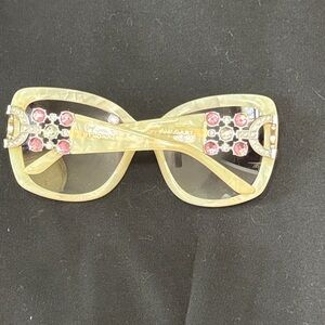 Bulgari Cream Sunglasses with Pink and Silver Details